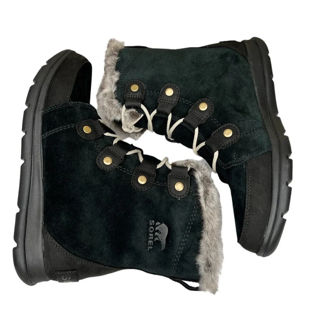 SOREL Explorer Joan Black/Dark‎ Stone Winter Boots Women’s Size 10